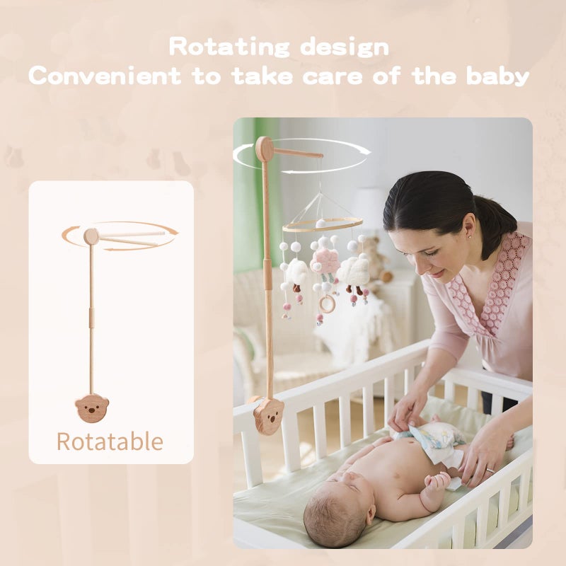let's make Baby Crib Mobile Arm - Wooden Baby Mobile Crib Holder for Mobile Hanging Baby Crib Attachment for Nursery Decor (Bear Crib arm) - Image 4